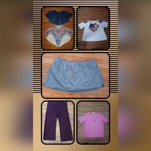 Woman's 3XL Casual Clothing Lot Of 6 Pieces•Tops, Pants, Swimming Skirt Lounging